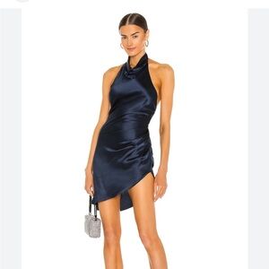 Amanda Uprichard Samba Blue Halter Slip Mini Dress